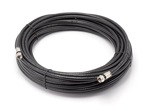 100 'стапала, црн коаксијален кабел RG6 со конектори за доказ за временски услови, F81 / RF, дигитален коакс - AV, кабелска