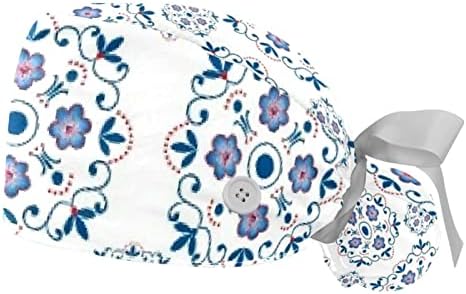 Работно капаче Јаруис сина и бела порцеланска текстура печатени заштитни капачиња за коса за дишење на пот, апсорбирање на конска