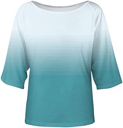 Блузи со кратки ракави за жени маици лабави вклопени екипи на вратот на вратот Руфле летни обични врвови женски маици