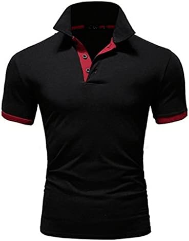Машки кошули Rtrde Кратки ракави Кратки обични тенок кошули за контраст во боја на маици маици Поло кошули