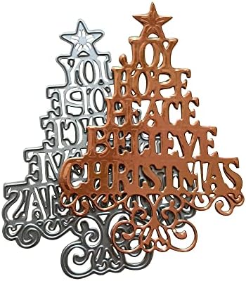 Божиќно дрво умре намалува радост, надеж мир, верувајте Божиќни зборови, сечење на картички за правење картички за занаетчиски