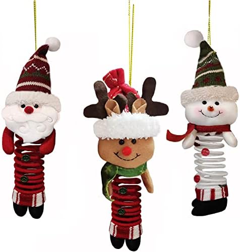 Божиќ висички украс, Yyoomi 3 пакет за украсување на новогодишни елки, кадифен санта/снежен човек/елки украси за приврзоци за забава за