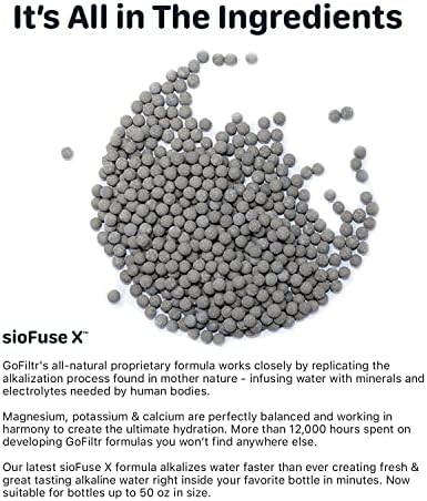 Шише со вода GoFiltr + 2 алкални 9,5 инфузии на pH - 1500 рефил | Пријателски за сопственост на шлаг, вакуум изолиран не'рѓосувачки