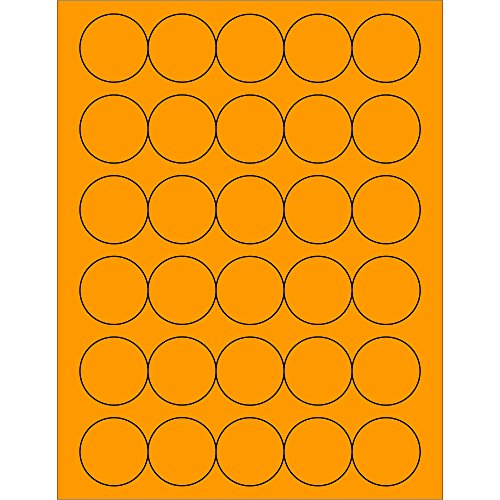 Логика на лента со авиидити 1 1/2 етикети со флуоресцентни портокалови кругови, за печатачи со ласер и инк -џет, трајно лепило, лист 8