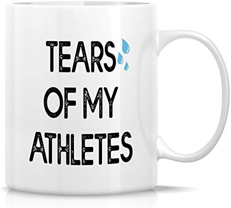 Смешна кригла Ретез - Солзи на моите спортисти тренер за тренери за спортски спорт 11 мл керамички кафе чаши - смешни, саркастични, инспиративни