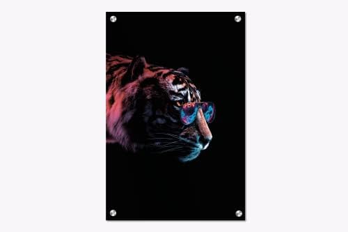 ЕГД акрилна стаклена рамка модерна wallидна уметност тигар неонски серии - акрилна wallидна уметност - уметнички дела за печатење на