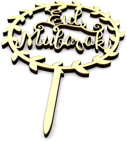 Pretyzoom Ramadan Mubarak Take Topper Topper Wooden Eid Mubarak Take Decoration Muslim Islam Haj Party Decoration