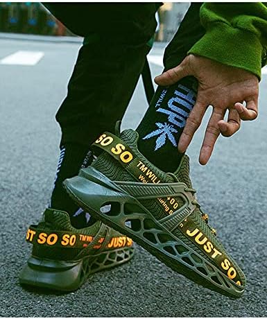 Bestgift двојки патики што дишат летачки ткаени обични чевли сечилото за трчање чевли Армија зелена EU48/US13
