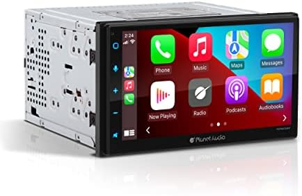 Планет аудио PCPA975WP CAR Stereo System - Безжичен Apple CarPlay Android Auto, 6,75 инчен двоен DIN, екран на допир, Bluetooth Head