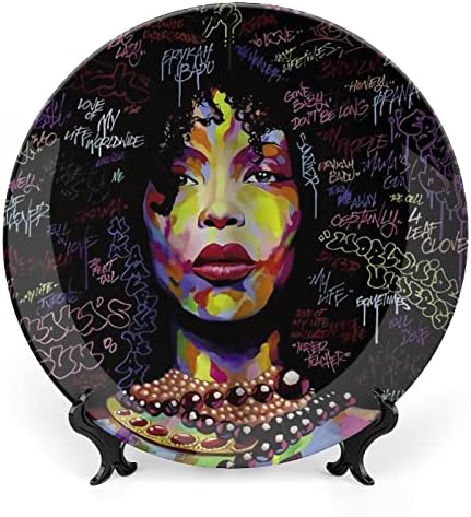 Африканска црна жена декоративна чинија тркалезна керамичка чинија коска Кина плоча со приказ за свадба декор за забава