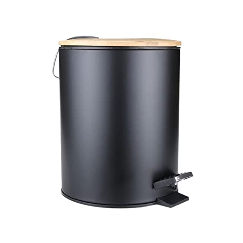 Кошница за отпадоци од дипаса 5L дрвена флип ѓубре за отпадоци со нозе, бања кујна дневна соба ѓубре за отпадоци за отпадоци