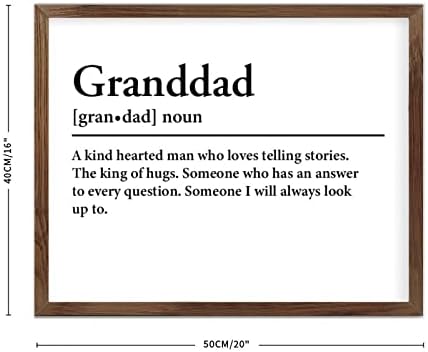 Дефинирана дедо, дрвен знак, речник на внука, врамен знак за дрво, вокабулар на дедо дрвена плакета со рамка, 20x16in Granddad Речник