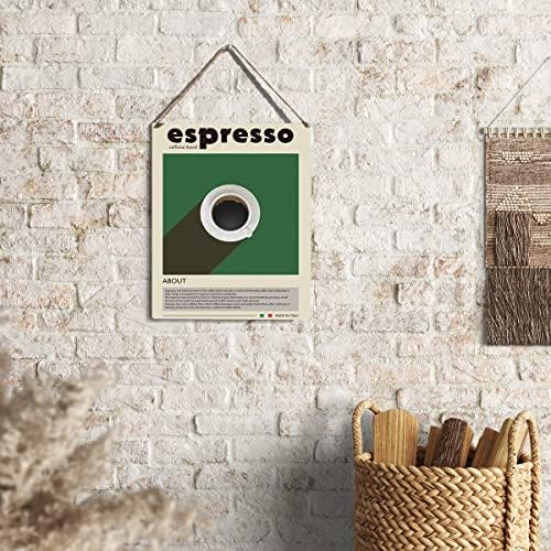 Смешен кујнски знак декор ретро еспресо дрвен знак плакета wallид што виси минималистички постер уметнички дела 8 ”x10” модерна домашна декорација