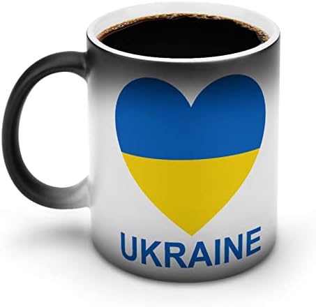 Љубов Украина Керамички Кафе Кригла Топлина Чувствителни Промена На Бојата Чаша Со Рачка