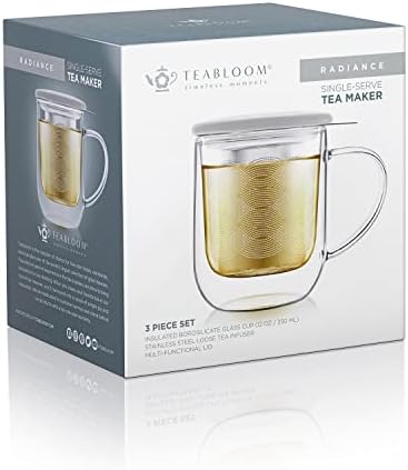 Чај од чај од чај-за-еден-Изолирана чаша од двоен wallид, инфузер од не'рѓосувачки челик, капак/прицврстувач на порцелан-кригла за подготовка