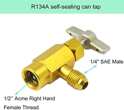 2PACK R134A Само-заптивката може да го допре вентилот за ладење на ладилникот за ладилни средства за шише, со 1/2 женска нишка за десна