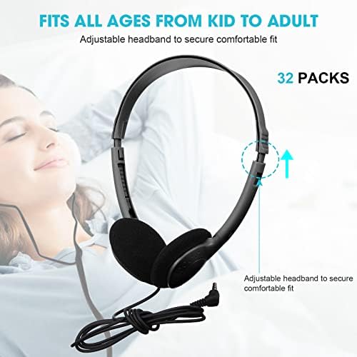 КОНОХАН 30 Слушалки за пакувања Црна прилагодлива жица за слушалки за слушалки на слушалки за слушалки удобни училишни слушалки со приклучок