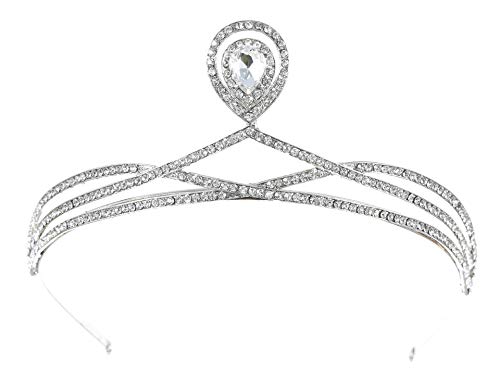 САМКИ Елегантен Дизајн На Лента Кристална Свадба Невестинска Дијадема Круна Т1038