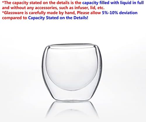 Xjhoma Класичен топлински двојно wallид чиста стакло Мал чај чаши чаша кригла со пијалоци [2 парчиња, околу 80 мл]