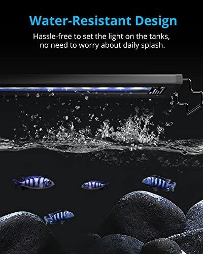 Никру Аквалукс Бело И Сино Предводено Аквариумско Светло, Прилагодливо Осветлување На Резервоарот За Слатководни Риби Со Интензитет со Тајмер
