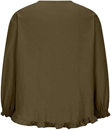 Цврста боја долги ракави Страна на габичка екипа на пулвер блуза за жени обични гроздобер врвови маица