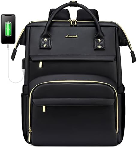 Lavevook кожа лаптоп ранец за жени 15,6 инчи, патнички ранец чанта медицинска сестра наставник ранец компјутер лаптоп торба, професионални торби