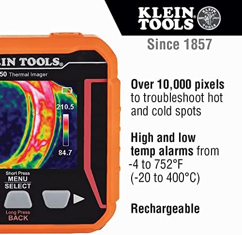 Klein Tools Ti250 Термичко снимање камера, фотоапаратот прикажува над 10,000 пиксели со 3 палети на бои и ET450 Напредно пронаоѓач