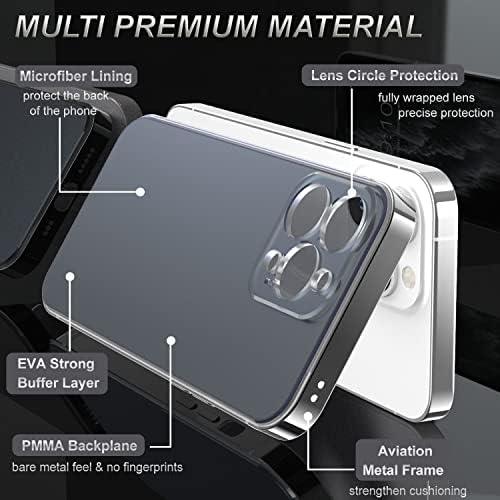 13пис Случај за iPhone 13 Pro Max Тенок Капак Со Цврста Боја Со Челична Пластична Рамка Обложена Со Метал,Заштитна Обвивка Од Микрофибер