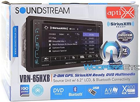 SOUNDSTREAM VRN-65HXB Во-Цртичка 2-DIN 6.2 LCD Dvd Приемник СО ЕКРАН На Допир Со Bluetooth, GPS Навигација И Siriusxm Подготвени