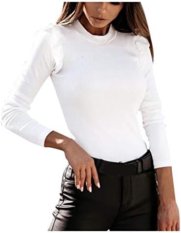 Женски пролетни џемпери мода цврста боја со долга ракав плетен тенок фит летачки врвен секси