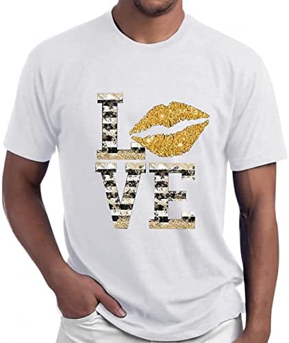 Унисекс Тркалезна маица за вратот Loveубов Класична удобна кошула мода со кратки ракави за одмор дневна двојка врв