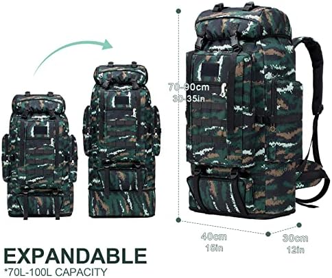 Coscooa 100L кампување пешачење ранец ранец ранец воен ранец за мажи Бугаут за пешачење торба за преживување рак