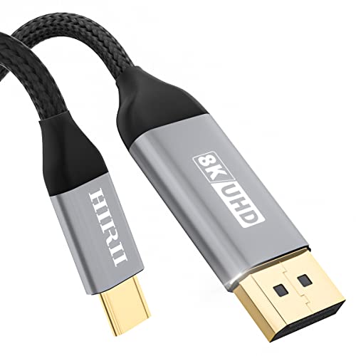 HIIRII USB C До Displayport Кабел [8K@60Hz, 4K@144hz, 2K@240hz], Thunderbolt До DISPLAYPORT USB C До DisplayPort 1.4 32.4 Gbps Компатибилен