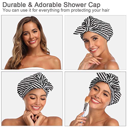 Капче за туширање VVolf за жени капачиња за коса за туш за туширање, за долга коса, голема турбанска туш капа за плетенки црно