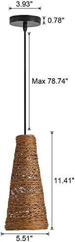 Ахалој мини ткаен ратан приврзок за осветлување од 3, модерен крајбрежен кафеав мини приврзок за осветлување за кујнска трпезарија