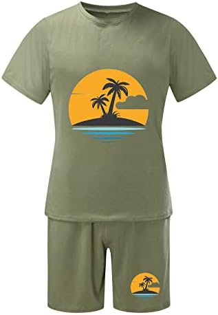 Bmisegm Mens Suitits Men Luttue Outfit Beach Beach краток ракав печатена кошула со кратки костуми панталони костум со џебови