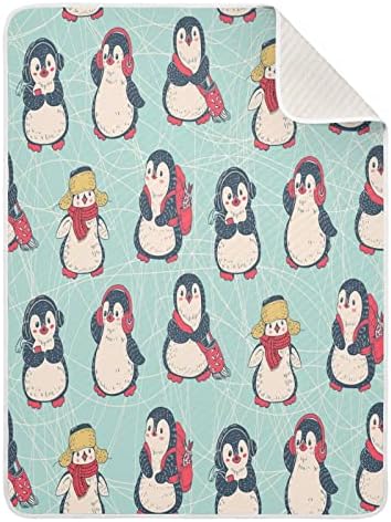 Кигаи симпатична школа пингвин бебе ќебе меко топло лесна креветче за креветче за момчиња и девојчиња 30 x 40 инчи