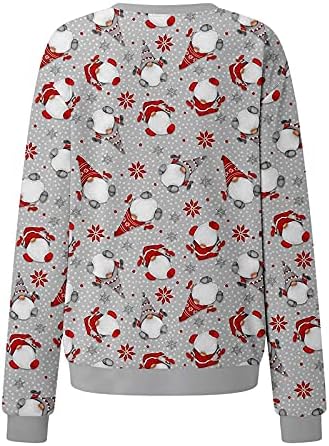 Божиќни екипи за џемпери за жени обични модни модни долги ракави врвни симпатични цртани филмови Божиќни графички меки лабави пуловер