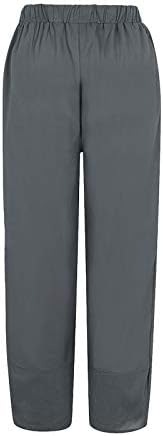 Продажба на јасноста на Лимсеа! Panенски широки панталони за нозе летни памучни постелнини Еластични панталони за влечење на половината