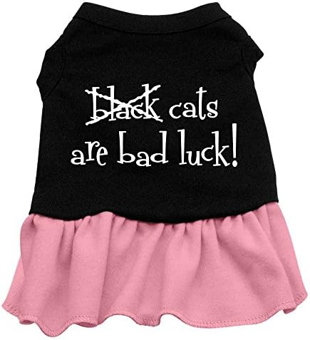 Производи за миленичиња Мираж 8-инчни црни мачки се лоша среќа фустан за печатење на екранот, X-мал, црна со розова