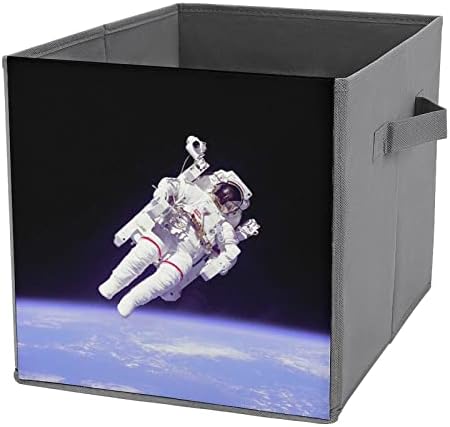 Нукио Астронаут Преклопни Канти За Складирање Склопувачки Кутии Ткаенина Коцка Едноставен Организатор Со Рачки За Домашна Спална Соба