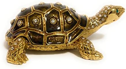 Емајл бронзена и златна желка кутија со интапирани кристали од рингон, желка, фигура, кутија за накит, завиткана со магнетно