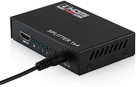 Fansipro 1 во 4 Out Full HD HDMI Splitter 4 Arpts Hub Repeater Amplifier v1.4 3D 1080p, црно