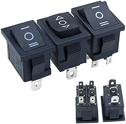 Копче за прекинувач за напојување GoOffy 1PCS KCD1 Mini Black 3 PIN/6 PIN ON/OFF/ON ONG SWITCH AC 6A/250V10A/125V прекинувачи