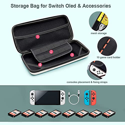 Комплет за носење кутии Xinruisen за Nintendo Switch OLED 7 инчи, преносни додатоци за торби за складирање, пакет, заштитен