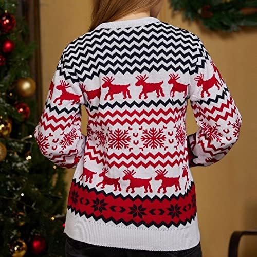 Машка плус големина џемпер моден Божиќен џемпер Топ топол пулвер, тркалезен врат со долг ракав, плетен џемпер