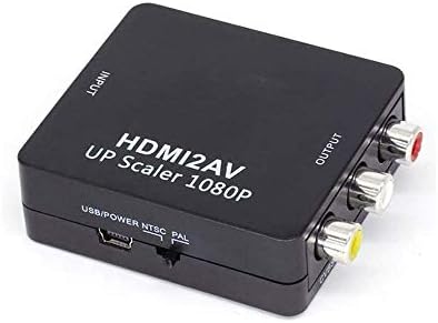 HDMI ДО AV Скалер Адаптер HD Видео Конвертор Кутија HDMI ДО RCA AV/CVSB L/R Видео 1080p HDMI2A Поддршка NTSC PAL, Црно, HDMI2AV