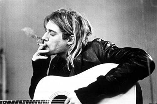 Bnb Design Kurt Cobain Nirvana Музички бенд постер 12x18 инчи валани црни