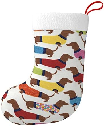 Божиќни чорапи на Аугенстер Дахшунс џемпери XMAS подарок двострана камин што виси чорапи