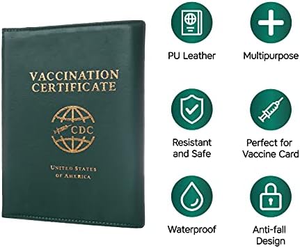 Држач за картички за вакцинација со паричник со јасен заштитник внатре, PU синтетички кожен рекордер, водоотпорен и оган, доаѓа